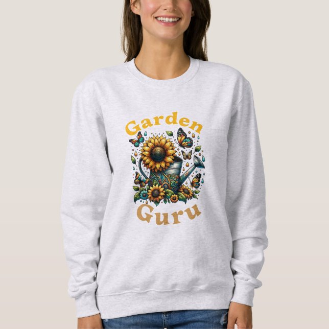 Garden Guru Watering Can Garden Ash Sweatshirt (Front)