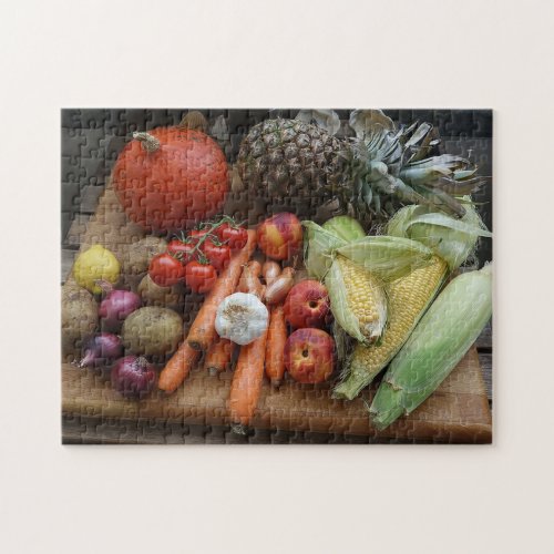 Garden Harvest Vegetables and Fruits Jigsaw Puzzle