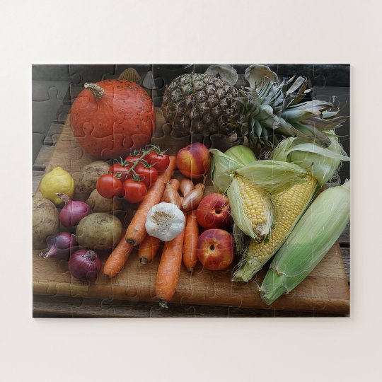 Garden Harvest Vegetables and Fruits Jigsaw Puzzle | Zazzle.com