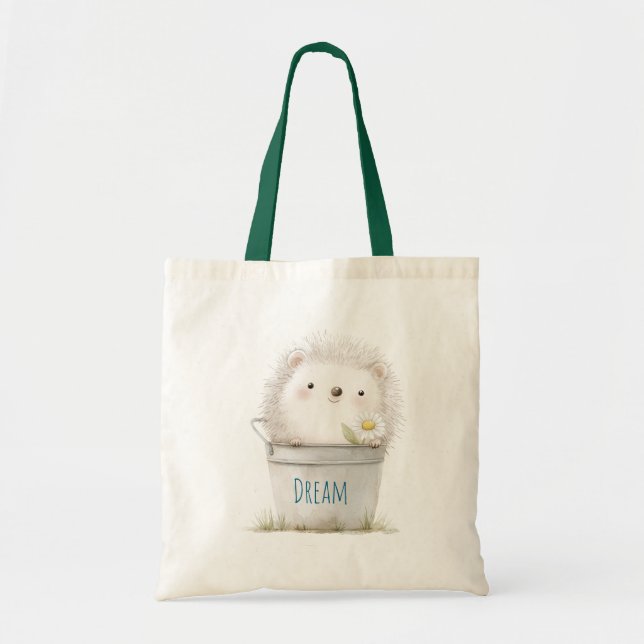Garden Hedgehog with Daisy Flower  Tote Bag (Front)