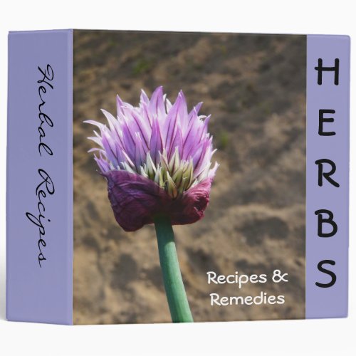 Garden Herb Recipe Book 3 Ring Binder
