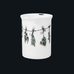Garden Herbs Beverage Pitcher<br><div class="desc">A quaint,  cute design of bunches of drying kitchen herbs. Featuring basil,  thyme,  dill,  sage,  and rosemary.</div>