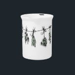 Garden Herbs Beverage Pitcher<br><div class="desc">A quaint,  cute design of bunches of drying kitchen herbs. Featuring basil,  thyme,  dill,  sage,  and rosemary.</div>
