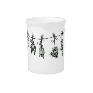 Garden Herbs Beverage Pitcher