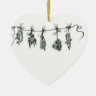 Garden Herbs botanical boho Ceramic Ornament