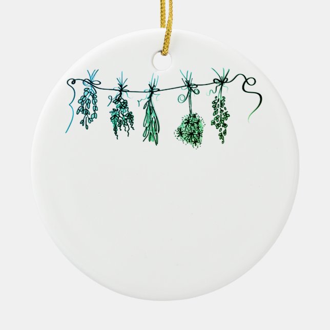Garden Herbs botanical boho  Ceramic Ornament (Front)