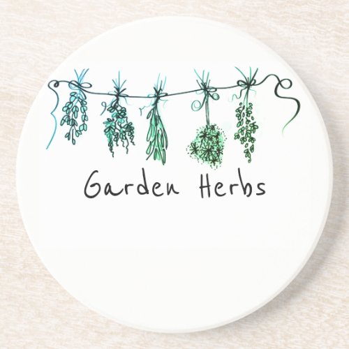 Garden Herbs botanical boho  Coaster