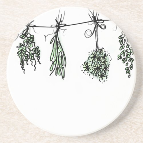 Garden Herbs botanical boho  Drink Coaster