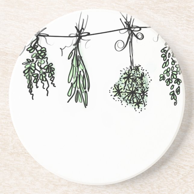 Garden Herbs botanical boho  Drink Coaster (Front)