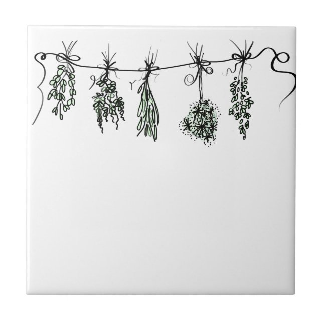 Garden Herbs Ceramic Tile (Front)