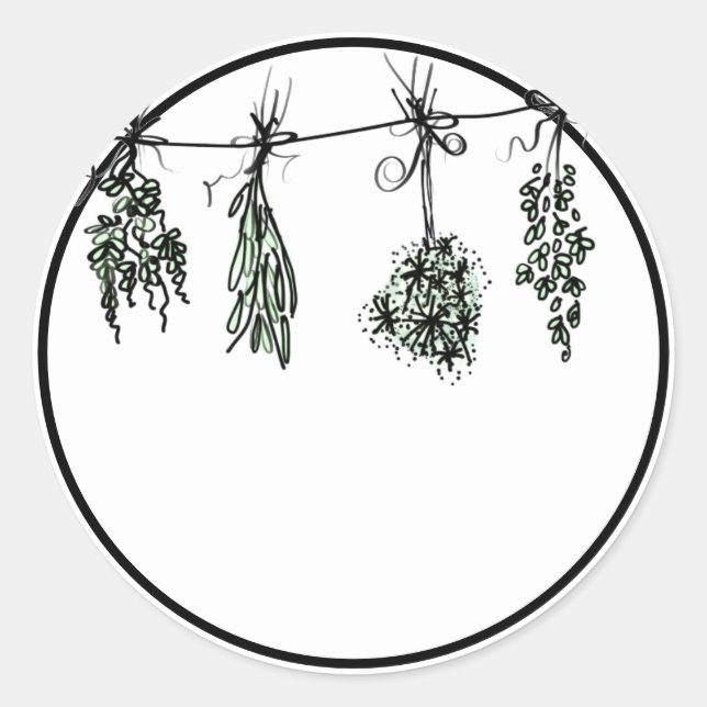 Garden Herbs Classic Round Sticker (Front)