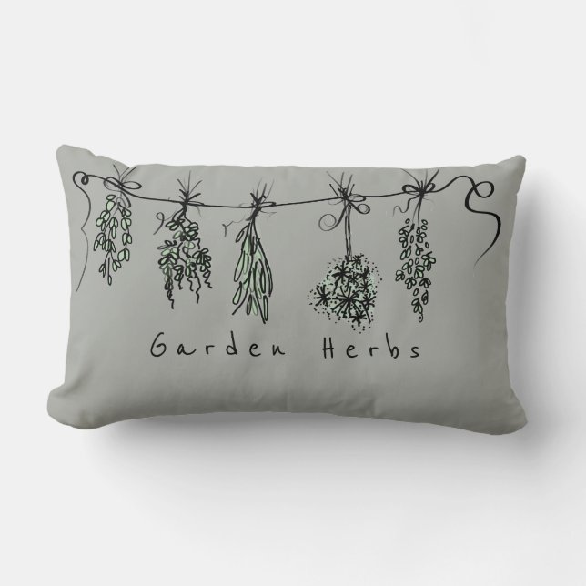 Garden Herbs Lumbar Pillow (Front)