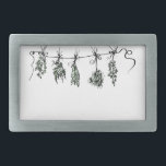 Garden Herbs Rectangular Belt Buckle<br><div class="desc">A quaint,  cute design of bunches of drying kitchen herbs. Featuring basil,  thyme,  dill,  sage,  and rosemary.</div>
