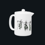 Garden Herbs Teapot<br><div class="desc">A quaint, cute design of bunches of drying kitchen herbs. Featuring basil, thyme, dill, sage, and rosemary.</div>