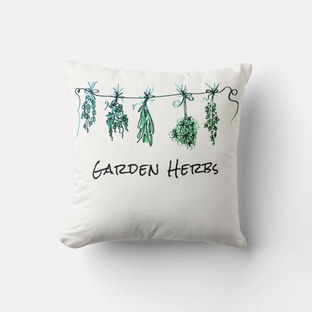 Garden Herbs Throw Pillow (Front)
