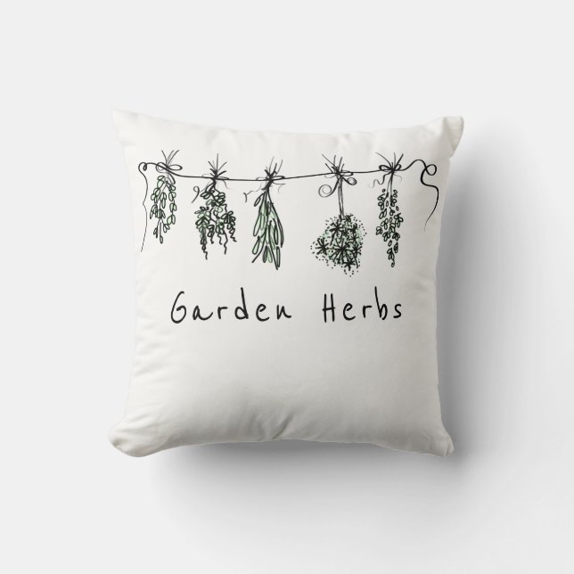 Garden Herbs Throw Pillow (Front)