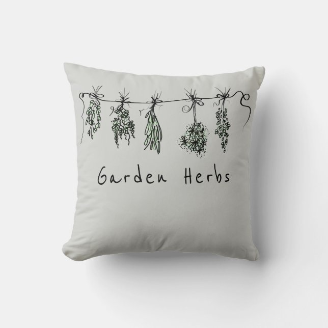 Garden Herbs Throw Pillow (Front)