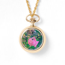 Garden Here Rose Floral Timepiece Necklace
