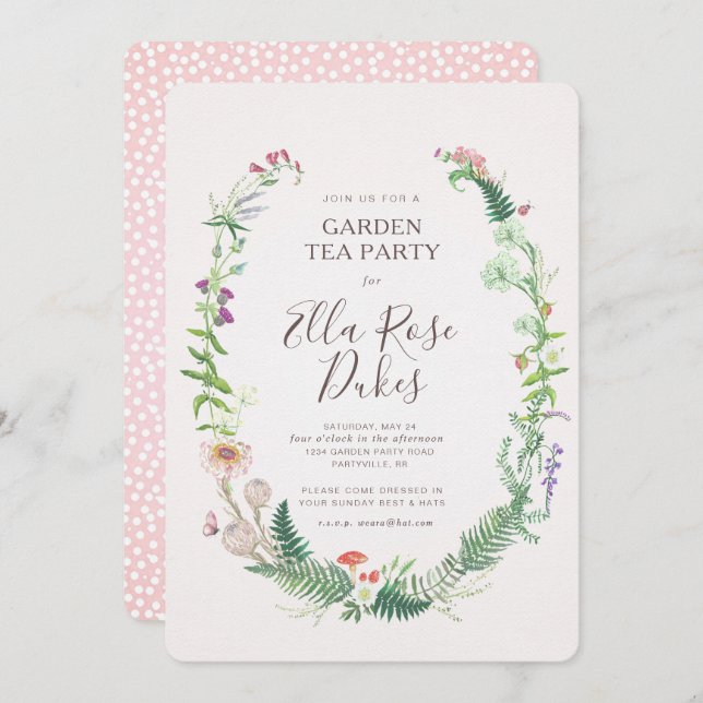 Garden High Tea Wild Flowers Invitation (Front/Back)