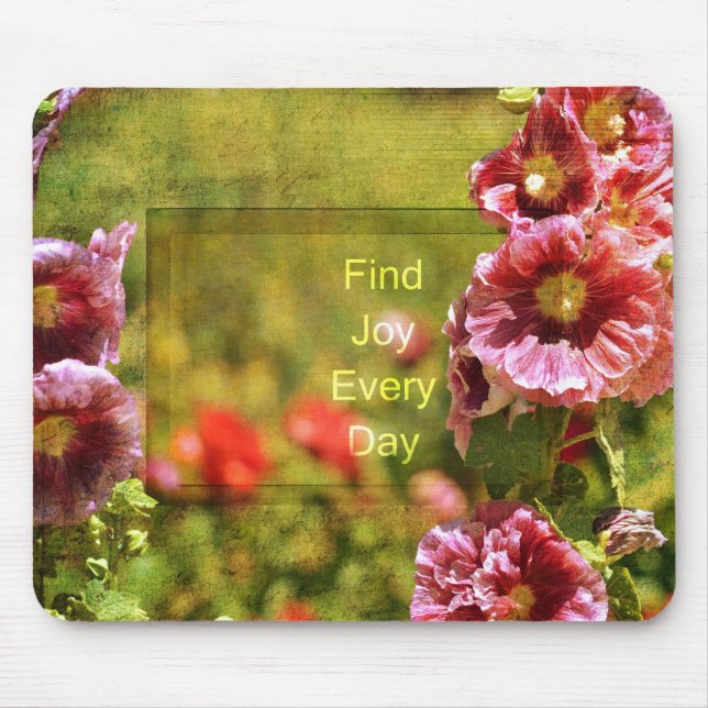 Garden Hollyhock Floral Joy Mouse Pad (Front)