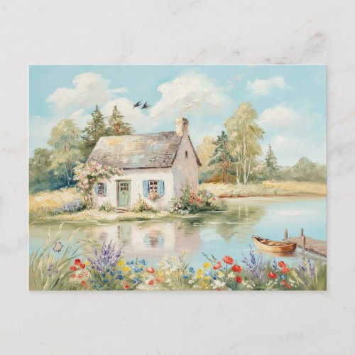 Garden House Lake Nature Scene  Postcard
