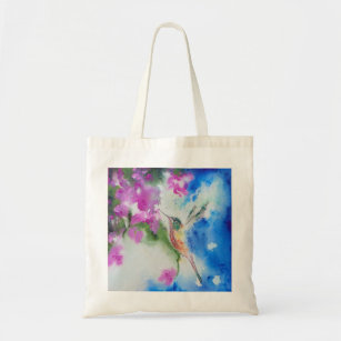 Garden Hummingbird Floral Tote Bag