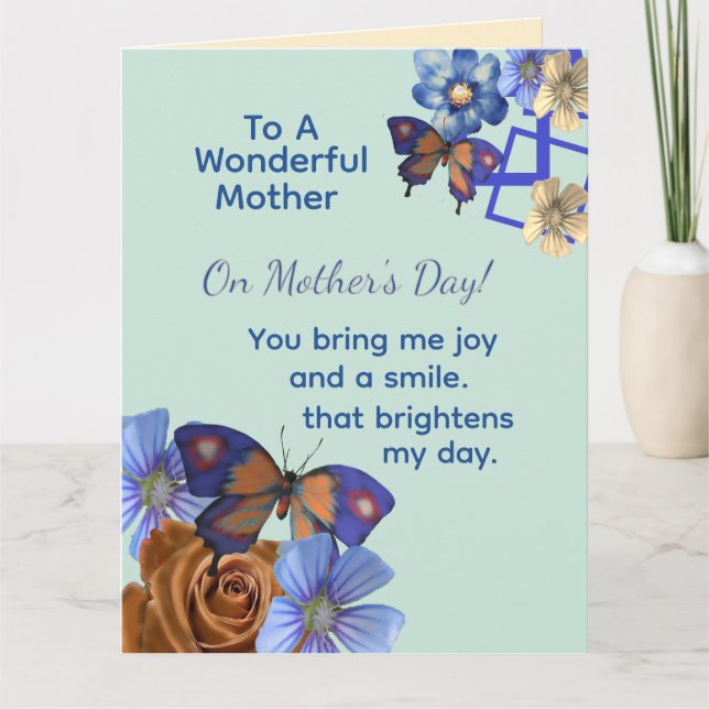 Garden in Bloom, Floral Butterfly Mother's Day  Card (Front)