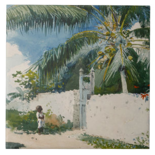 Garden in Nassau, the Bahamas (Caribbean Art) Ceramic Tile