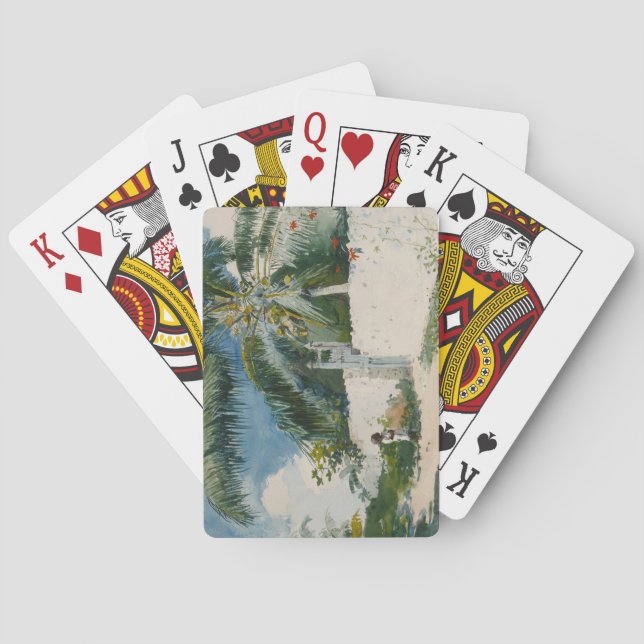 Garden in Nassau, the Bahamas (Caribbean Art) Poker Cards (Back)