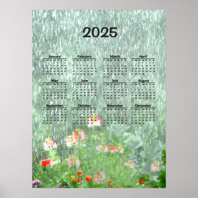 Garden in the Rain 2025 Calendar Poster