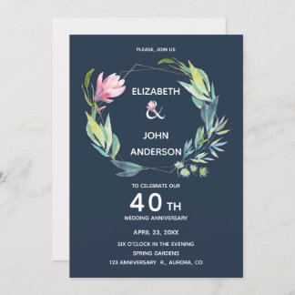Garden in the Riviera 40th Wedding Anniversary Invitation