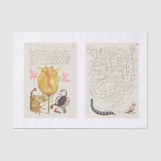 Garden insect floral calligraphy decoupage tissue paper