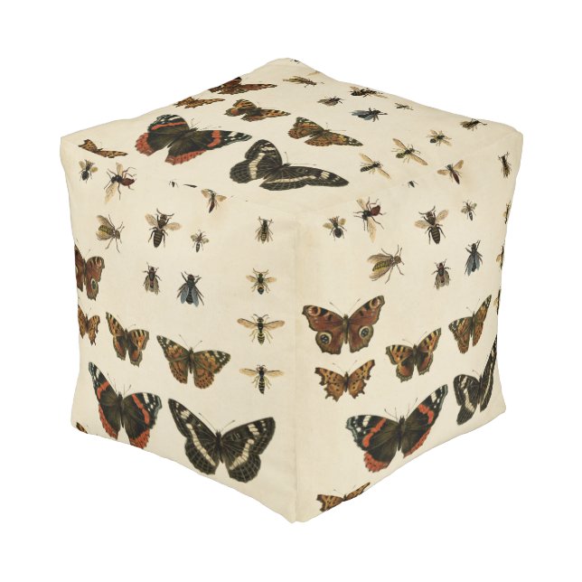 Garden Insects by Vision Studio Pouf (Angled Front)