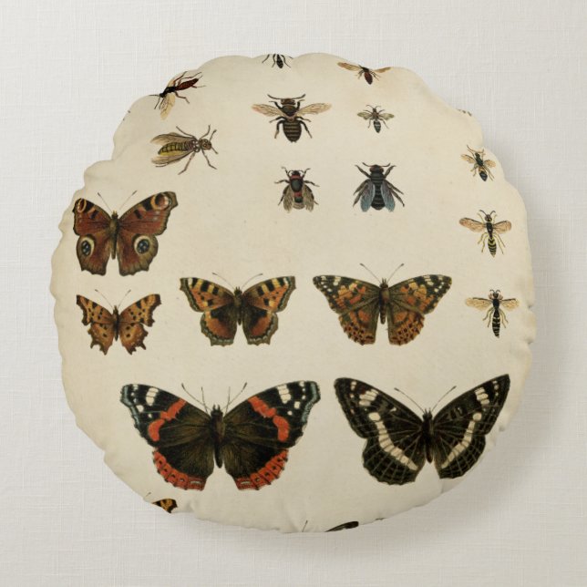 Garden Insects by Vision Studio Round Pillow (Front)