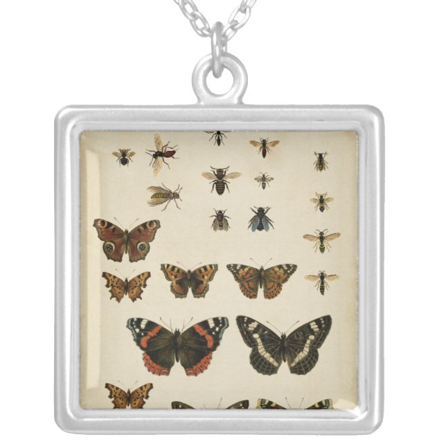 Garden Insects by Vision Studio Silver Plated Necklace (Front)