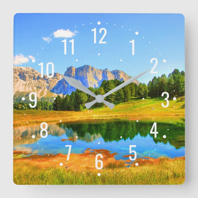 Garden-Inspired Mountain - Tropical Outdoor Square Wall Clock (Front)