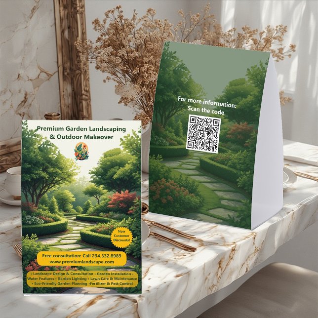 Garden Installing Landscape Design & Consultation  Paper Table Tent (Garden Installing Landscape Design & Consultation Paper Table Tent)