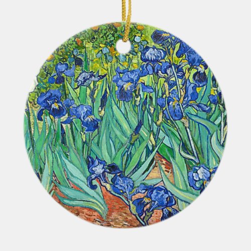 Garden Irises Vintage Van Gogh Floral Painting Ceramic Ornament