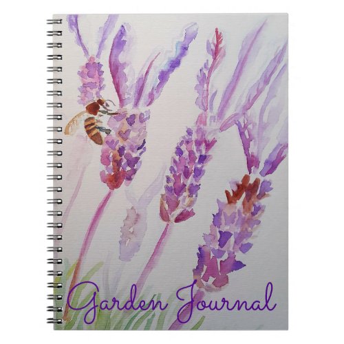 Garden Journal Lavender Bee Watercolour Notebook