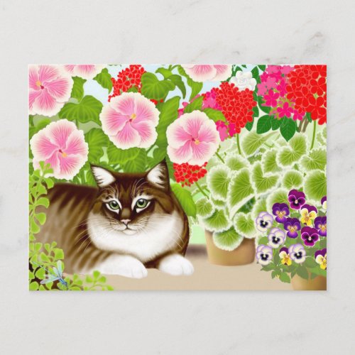 Garden Jungle Tiger Cat Postcard