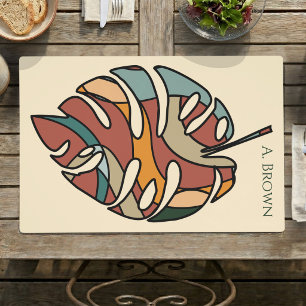 Garden Kitchen Monstera Boho Modern Custom Name Placemat