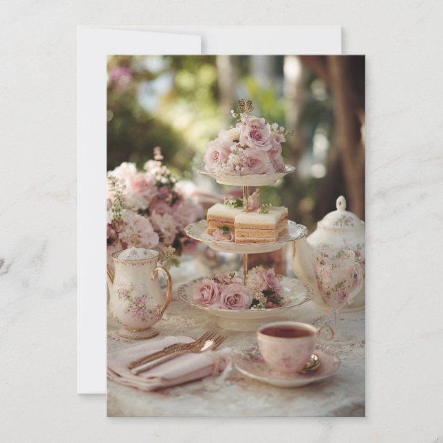 Garden Lace Afternoon Tea | Elegant Tea Invitation (Front)