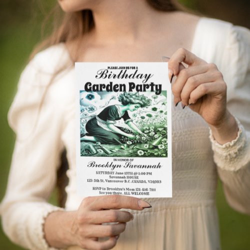 Garden Ladys Afternoon Garden Party Invitation Postcard