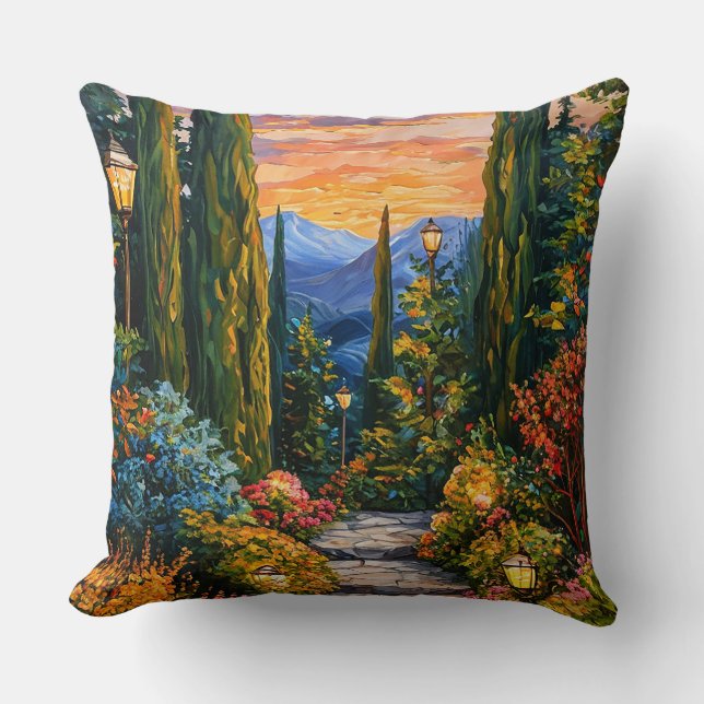 Garden landscape throw pillow (Front)