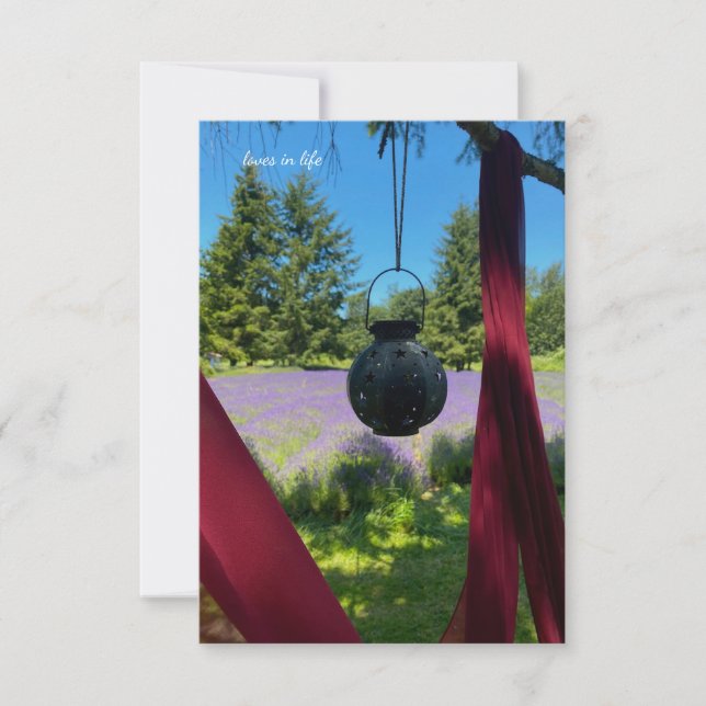 Garden Lantern & Lavender Field Note Card (Front)