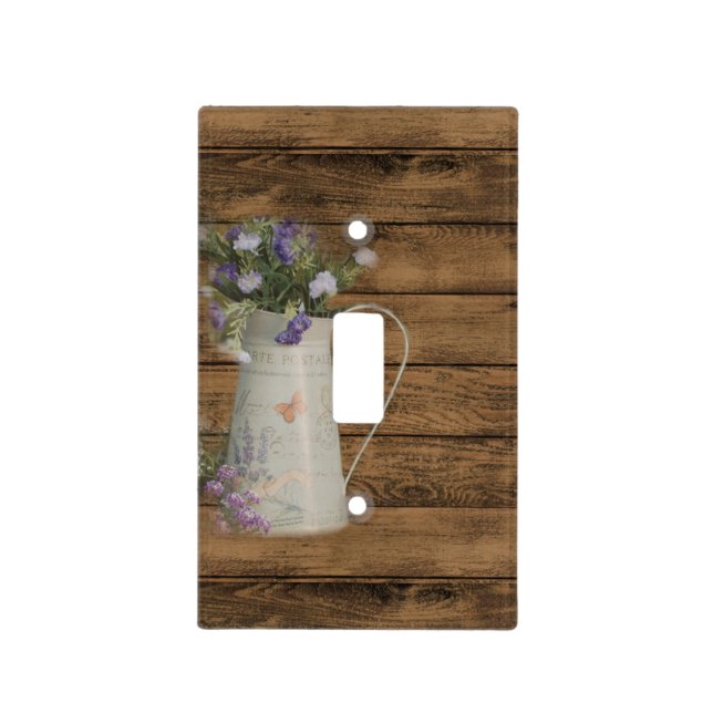 garden lavender rustic country barn wood light switch cover (Front)