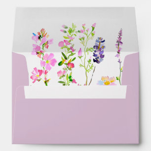 Garden Lavender Wildflowers Wedding Envelope