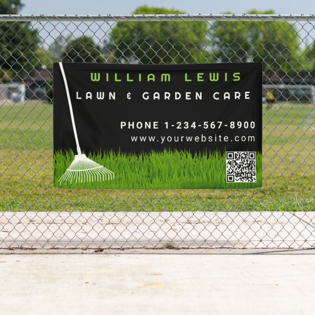 Garden Lawn Care Landscaping Modern Grass Rake Banner (Insitu)