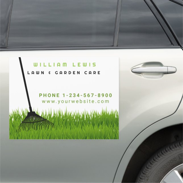 Garden Lawn Care Landscaping Modern Grass Rake Car Magnet (In Situ)