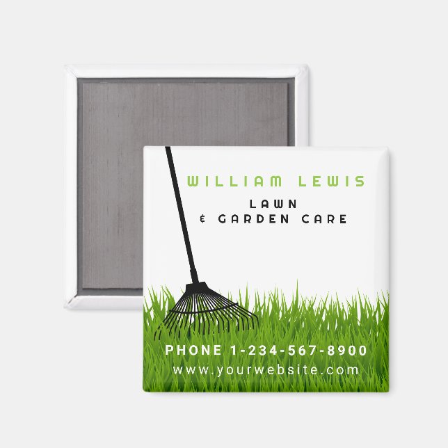Garden Lawn Care Landscaping Modern Grass Rake Magnet (Front/Back)